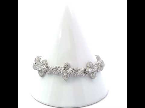925 Sterling Silver Womens Marquise Round 4.99ct, 4.94ct Moissanite Infinity Clover Good Luck Charm Bracelet 16mm 7.4 Inches