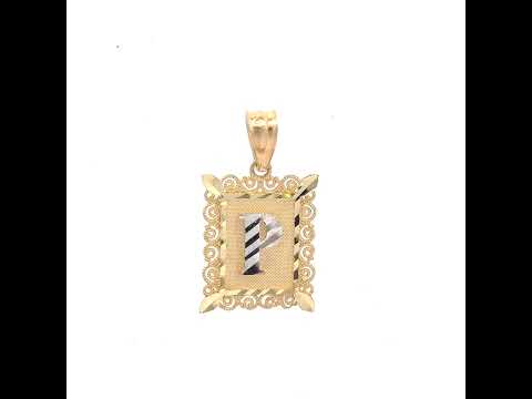 10K Two-Tone Gold Unisex Diamond-Cut Initial P Charm Pendant