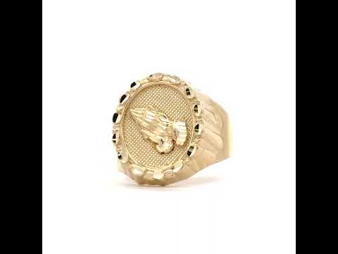 10K Yellow Gold Mens Praying Hands Symbol Religious Ring