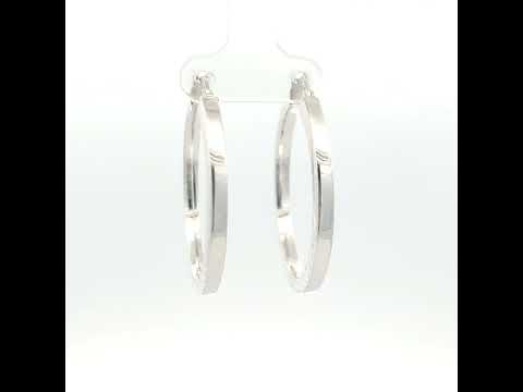 925 Sterling Silver Womens Diamond-Cut Square Tube Hoop Earrings