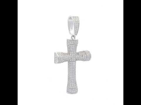 925 Sterling Silver Unisex CZ Cross Religious Charm Pendant