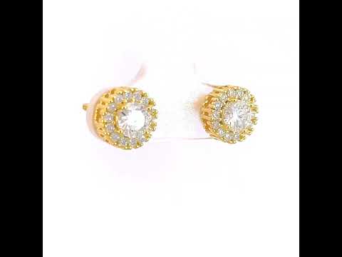 925 Sterling Silver Yellow-tone Womens Moissanite 1.28ct Fashion Stud Earrings
