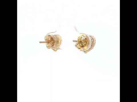 10K Yellow Gold Womens Cubic-Zirconia Heart Stud Earrings