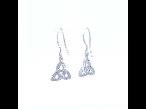925 Sterling Silver Womens Cubic-Zirconia Trinity Knot Fashion Danglers Earrings