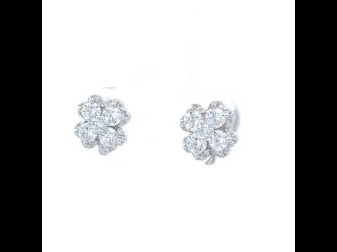 925 Sterling Silver Womens Cubic-Zirconia Clover Good Luck Stud Earrings