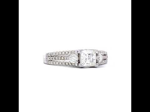 925 Sterling Silver Womens Princess-cut Round 1.12ct Moissanite Fashion Engagement Ring Size 8