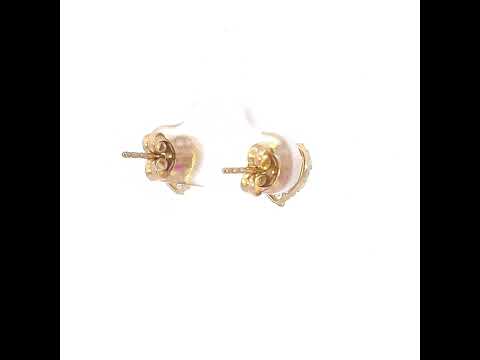 10K Yellow Gold Womens Red White Cubic-Zirconia Heart Stud Earrings