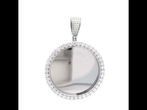 925 Sterling Silver Unisex Round 4.80ct Moissanite Memory Picture Frame Charm Pendant