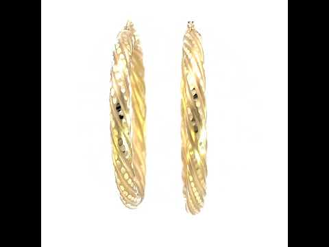 10K Yellow Gold Womens Diamond-cut Spotted Patterned Fancy Hoop Earrings 5mm-51