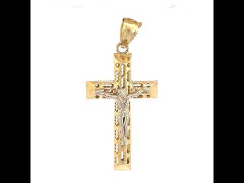 10K Yellow Gold Mens Crucifix Religious Charm Pendant