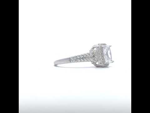 925 Sterling Silver Womens Emerald Round Cubic-Zirconia Engagement Ring Size 8