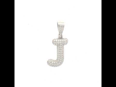925 Sterling Silver 0.66ct Moissanite Initial Alphabet J Charm Pendant