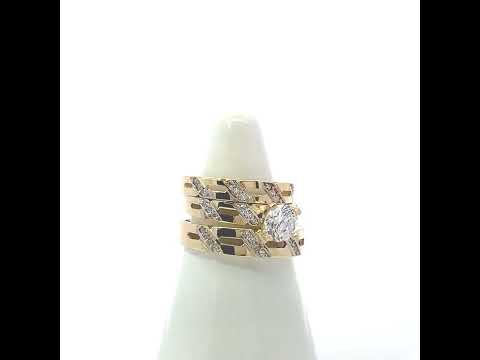 10K Two-tone Gold His & Hers Cubic-Zirconia Trio Ring Set