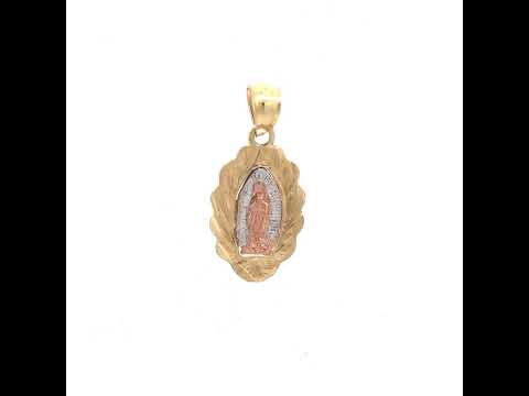 10K Tri-Color Gold Mens Women Textured Lady Of Guadalupe Religious Charm Pendant