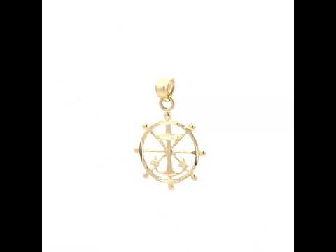 10K Yellow Gold Unisex Anchor Wheel Religious Charm Pendant