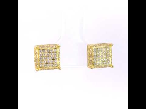 925 Sterling Silver Womens Yellow-tone 0.8ct Moissanite Square Fashion Stud Earrings