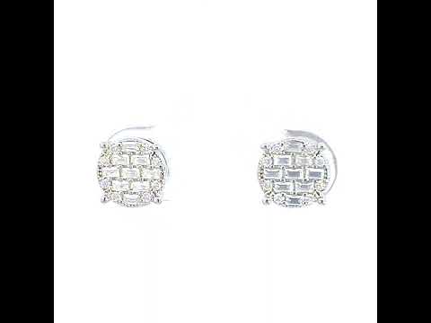 925 Sterling Silver Womens 0.08ct Round 0.51ct Baguette Moissanite Fashion Stud Earrings