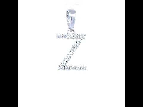 925 Sterling Silver Unisex 0.50ct Moissanite Initial Z Alphabet Charm Pendant