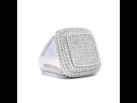 925 Sterling Silver Mens 4.01ct Moissanite Square Head Fashion Ring