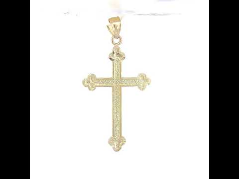10K Yellow Gold Unisex Budded Cross Religious Charm Pendant
