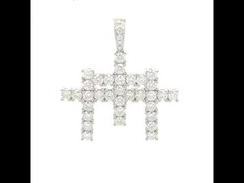 925 Sterling Silver Mens 3.425ct Moissanite Triple Cross Religious Charm Pendant
