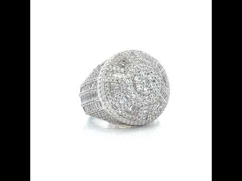925 Sterling Silver Mens Round Baguette 2.88ct, 4.1ct Moissanite Round Cluster Fashion Ring