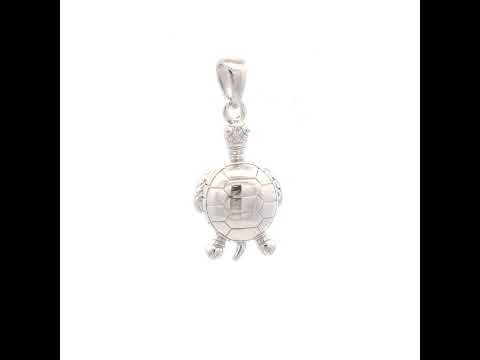 925 Sterling Silver Unisex Cubic-Zirconia Turtle Ocean Pendant