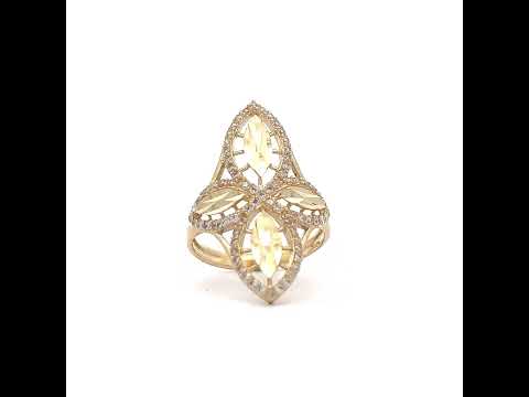 10K Yellow Gold Womens Cubic-Zirconia Cross Religious Ring