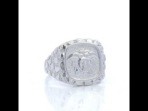 925 Sterling Silver Mens Nugget Medusa Egyptian Ring Size 10