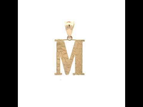10K Yellow Gold Unisex Nugget Initial M Charm Pendant