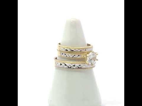 10K Two-tone Gold Cubic-Zirconia His & Hers Trio Ring Set