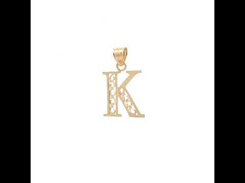 10K Yellow Gold Unisex Letter K Initial Charm Pendant