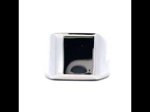 Stainless Steel Mens Square Signet Polished Plain Band Size-14 Comfort-Fit Fashion Band Ring
