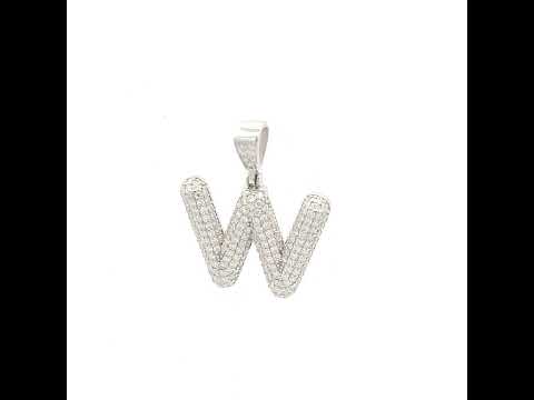 925 Sterling Silver 1.40ct Moissanite Initial Alphabet W Charm Pendant