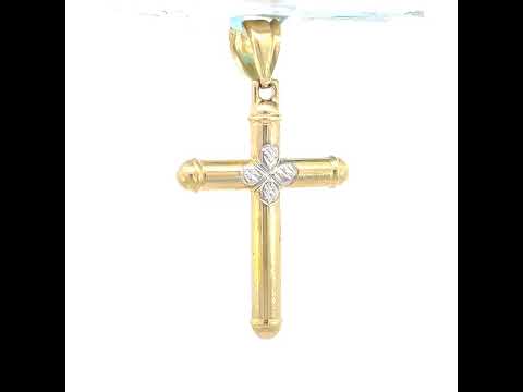 10K Two-Tone Gold Unisex Cross Religious Charm Pendant