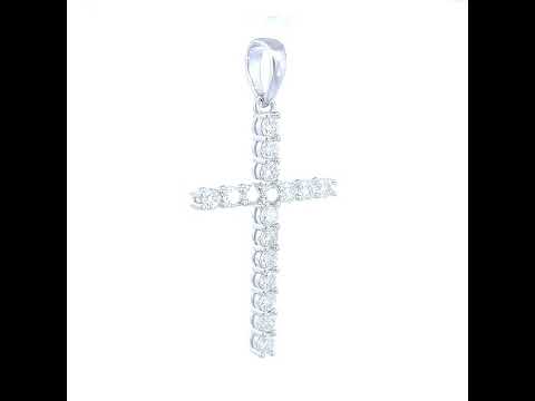 925 Sterling Silver Womens 1.79ct Moissanite Cross Religious Charm Pendant