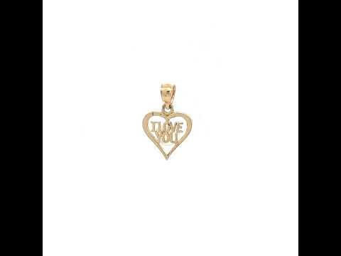 10K Yellow Gold Womens I Love You Heart Charm Pendant