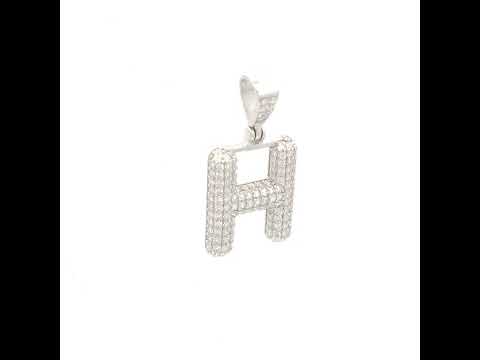 925 Sterling Silver 1.00ct Moissanite Initial Alphabet H Charm Pendant