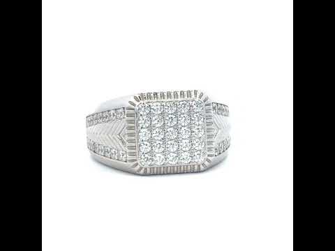 925 Sterling Silver Mens Cubic-Zirconia Square Head Fashion Ring Size 10
