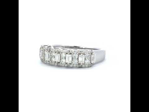 925 Sterling Silver Womens Baguette Round 1.19ct Moissanite Fashion Wedding Band Ring Size 8
