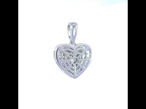 925 Sterling Silver Womens Cubic-Zirconia Heart Charm Pendant