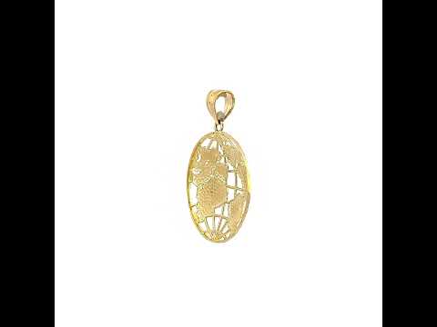 10K Yellow Gold Mens World Map Charm Pendant