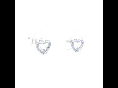 925 Sterling Silver Womens Cubic-Zirconia Heart Stud Earrings