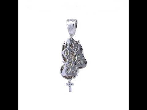 925 Sterling Silver Mens 1.14ct Moissanite Cross Praying Hands Symbol Religious Charm Pendant
