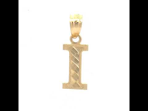 10K Two-Tone Gold Unisex Diamond-Cut Initial I Charm Pendant