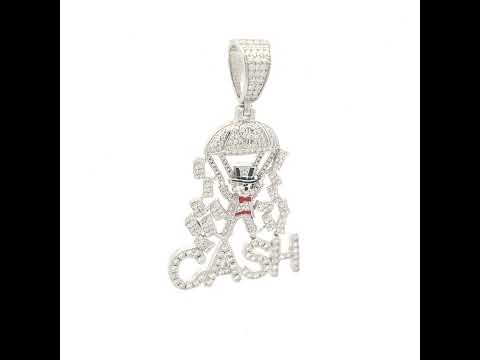 925 Sterling Silver Mens 3.65ct Moissanite Money Man Enameled Monopoly Gambling Pendant