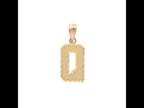 10K Yellow Gold Unisex Textured Initial Letter Q Charm Pendant