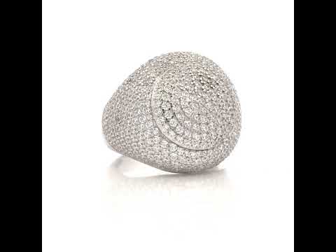 925 Sterling Silver Mens Cubic-Zirconia Cluster Round Head Fashion Ring Size 10