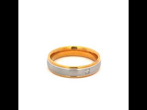 Stainless Steel Mens Cubic Zirconia Two-Tone Center Brushed Comfort-Fit Size-7 Comfort-Fit Band