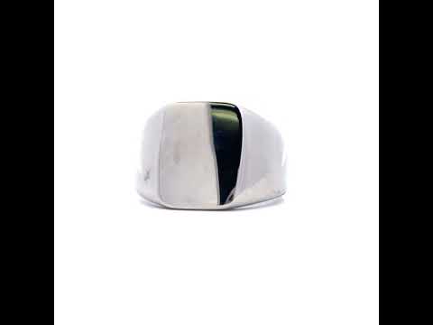 Stainless Steel Mens Rectangle Signet Polished Plain Band Size-10 Comfort-Fit Fashion Band Ring